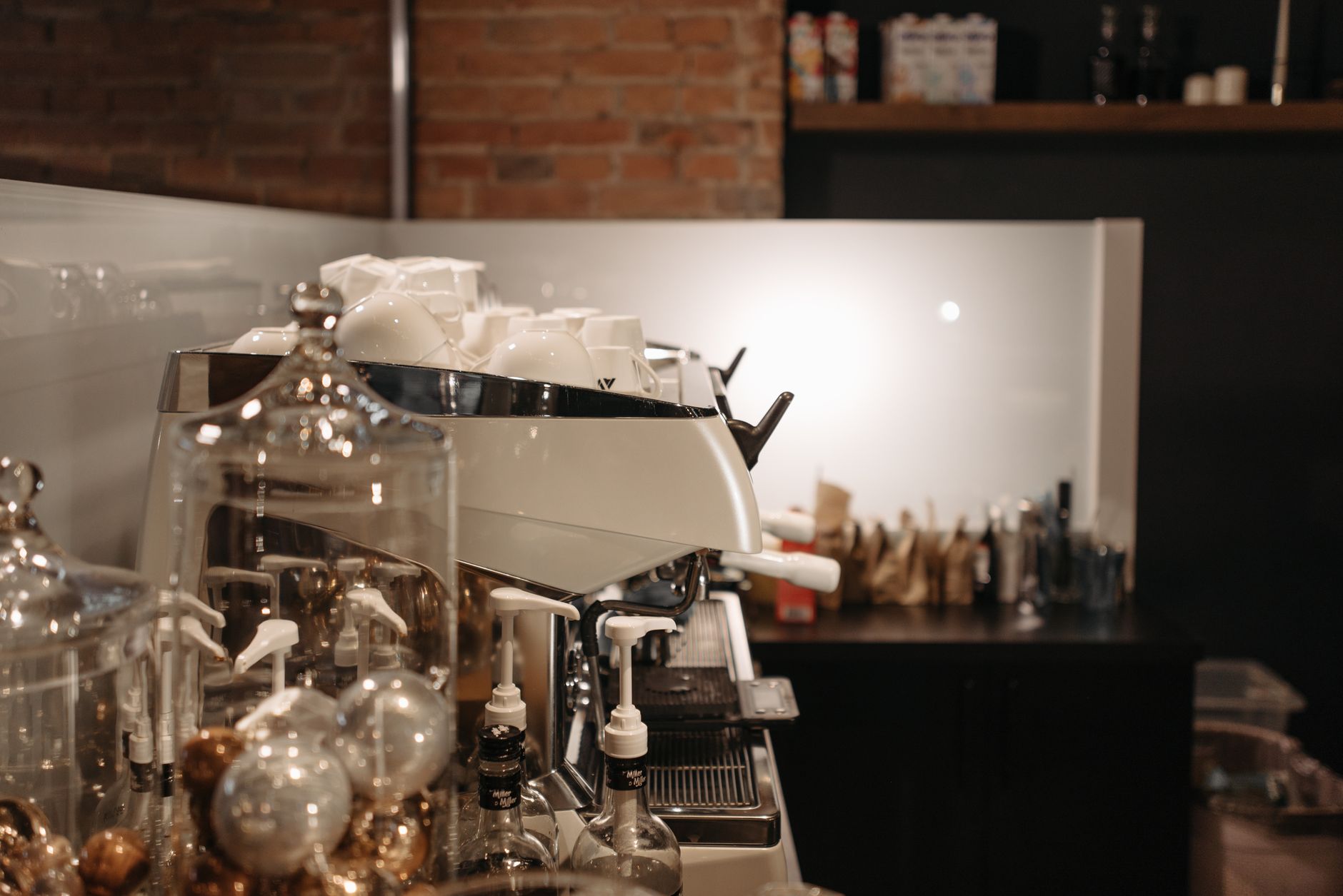 Pulling a shot on the La Marzocco